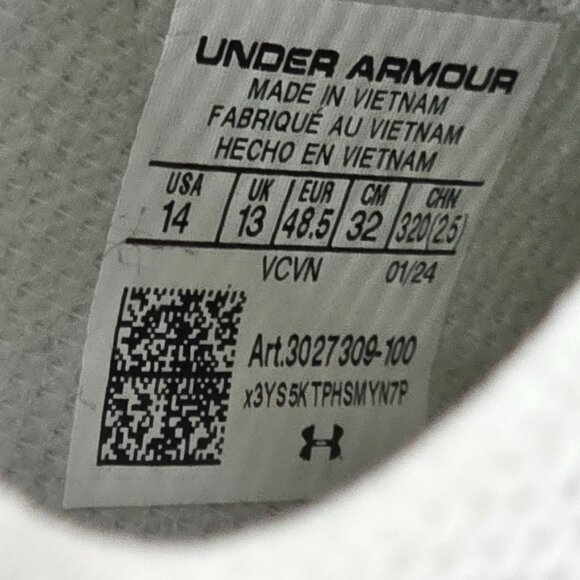 Under Armour Football Cleats Men’s 14 White Silver Diamonds New Open Box - Picture 9 of 9